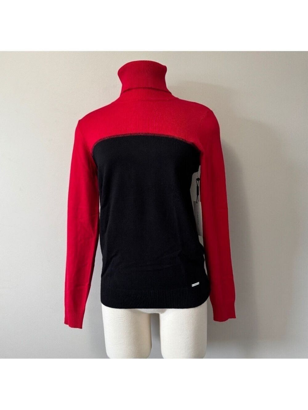 Calvin Klein Bold Red and Black Cowl Sweater